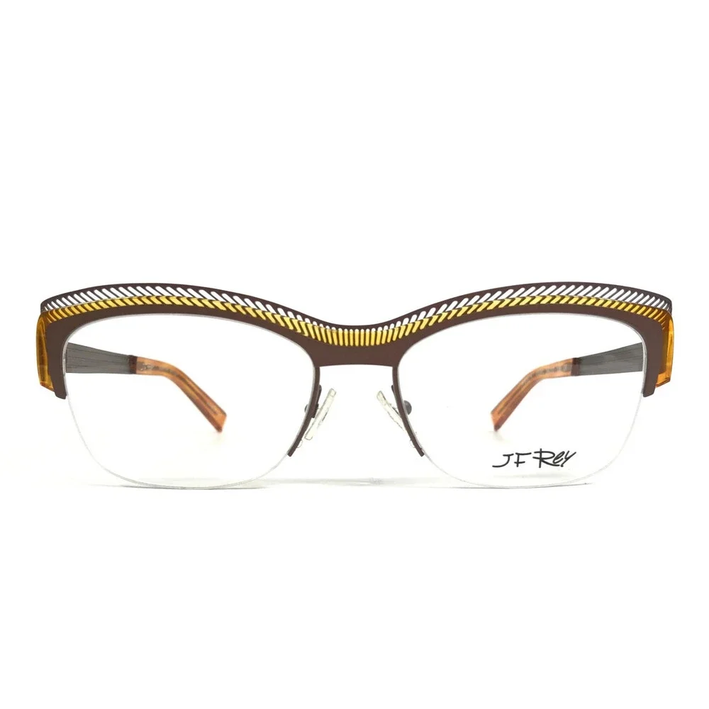 J.F. Rey Eyeglasses Frames JF2574 9550 Brown Orange Cat Eye Half Rim 54-17-136